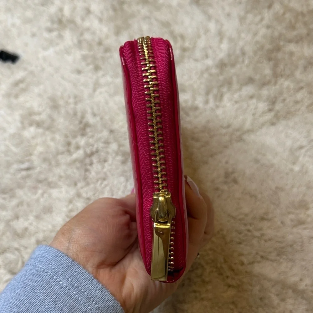 Tory Burch Fuchsia Patent Leather Zip Continental Wallet